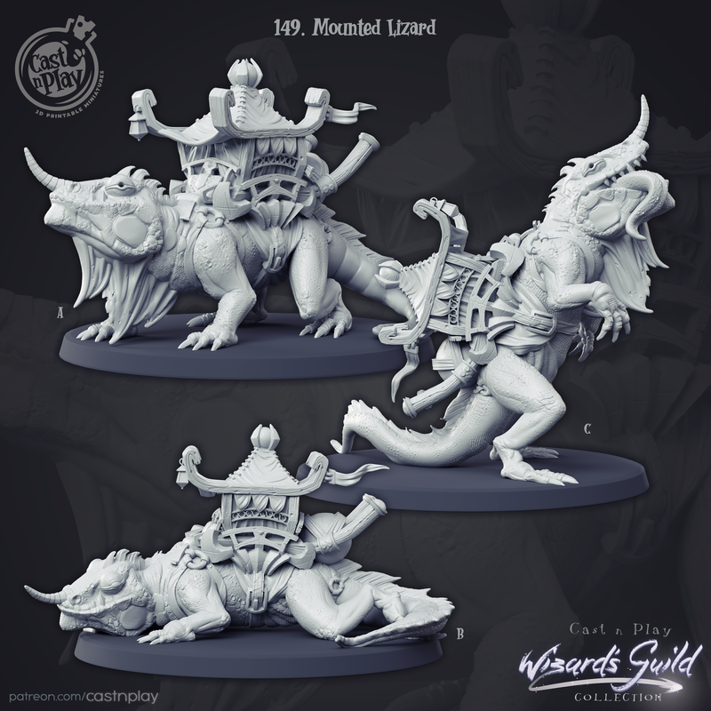 Mounted Lizards - Wizard's Guild - CastNPlay - Terrain Wargaming D&D DnD 28mm 32mm 40mm 54mm - Only-Games