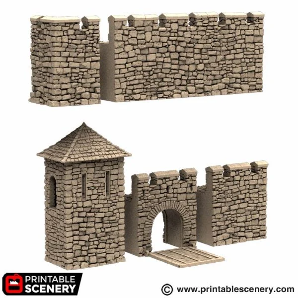 Norman Stone Fort Walls - King and Country - Printable Scenery Terrain Wargaming D&D DnD 10mm 15mm 20mm 25mm 28mm 32mm 40mm 54mm Painted options - Only-Games