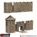 Norman Stone Fort Walls - King and Country - Printable Scenery Terrain Wargaming D&D DnD 10mm 15mm 20mm 25mm 28mm 32mm 40mm 54mm Painted options