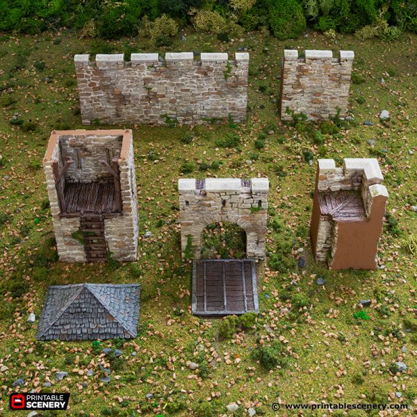 Norman Stone Fort Walls - King and Country - Printable Scenery - Only-Games