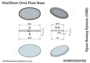 60x35mm Oval Plain Plastic Bases - Only-Games