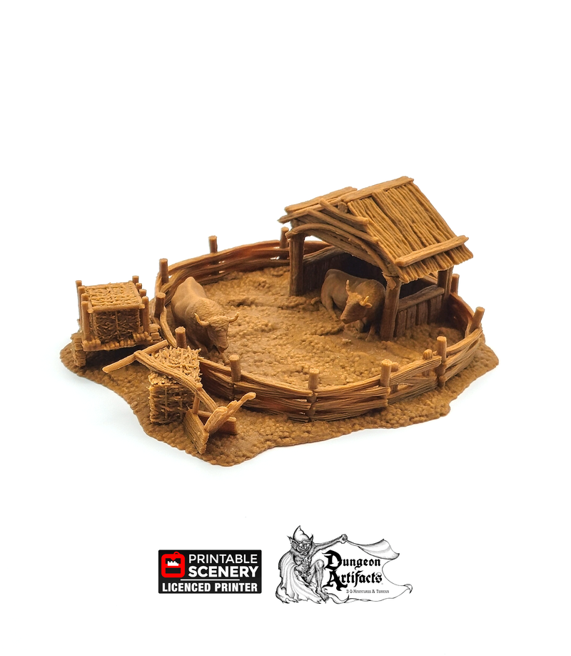 Oxen Enclosure - Hagglethorn Hollow - Printable Scenery Terrain D&D DnD Bull Cow - Only-Games
