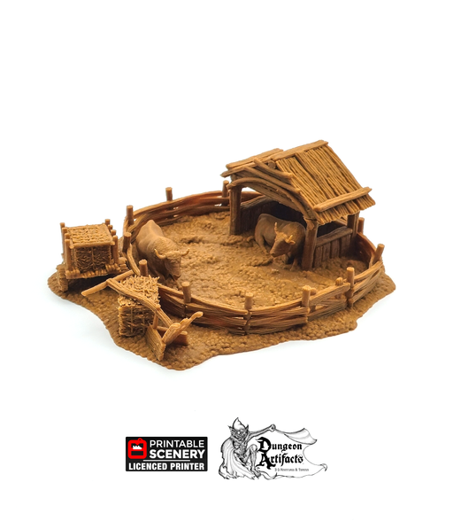 Oxen Enclosure - Hagglethorn Hollow - Printable Scenery Terrain D&D DnD Bull Cow - Only-Games