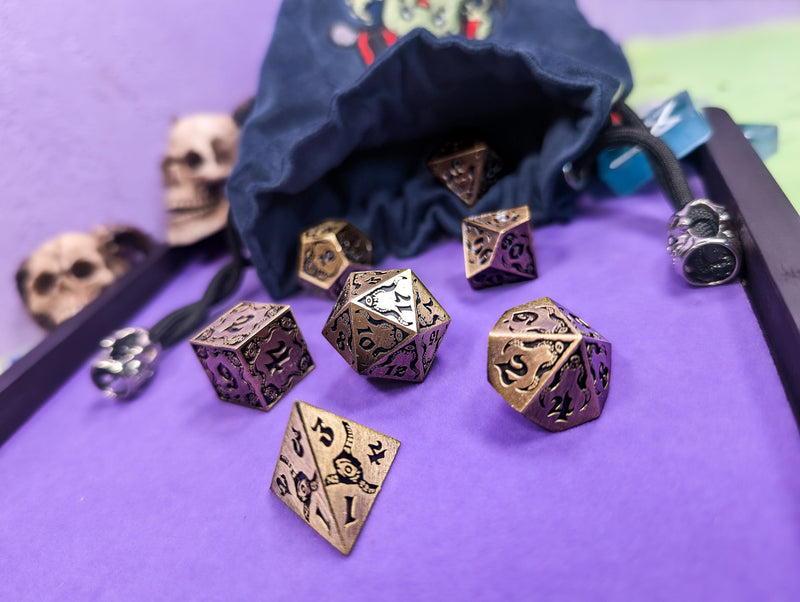 The Abyssal Sovereign | Eldritch Gold Metal Dice Set - Only-Games