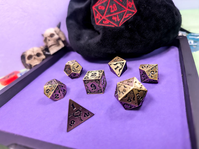 The Abyssal Sovereign | Eldritch Gold Metal Dice Set - Only-Games