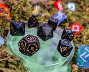 Arcana Obscura | Arcana Black and Gold Metal Dice Set - Only-Games