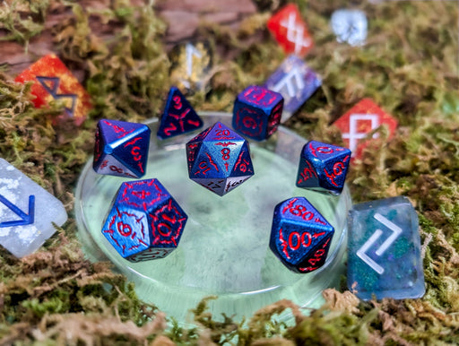 Starfire Invocation | Blue & Red Metal Arcana Dice Set - Only-Games