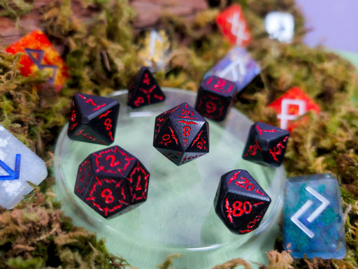 Hellish Rebuke | Black & Red Metal Arcana Dice Set - Only-Games