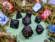 Arcana Obscura | Arcana Black and Gold Metal Dice Set - Only-Games
