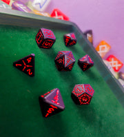 Hellish Rebuke | Black & Red Metal Arcana Dice Set - Only-Games