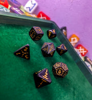Arcana Obscura | Arcana Black and Gold Metal Dice Set - Only-Games