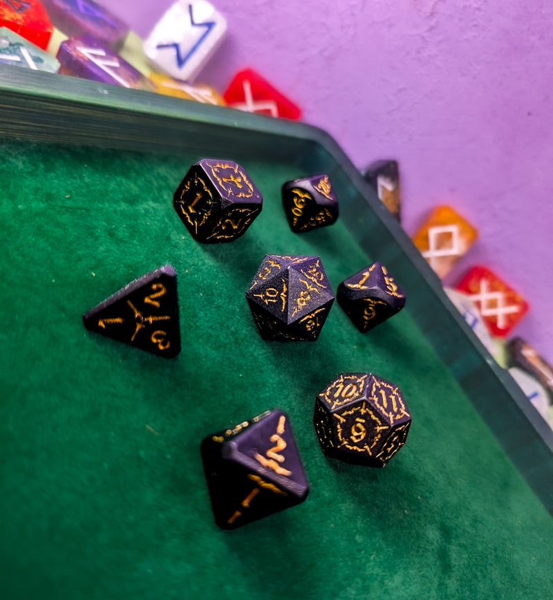 Arcana Obscura | Arcana Black and Gold Metal Dice Set - Only-Games