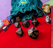 Arcana Obscura | Arcana Black and Gold Metal Dice Set - Only-Games