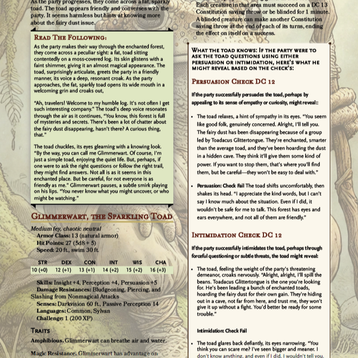 Fairy Dust Crisis DnD Module: Pre-generated Characters & Battle Maps