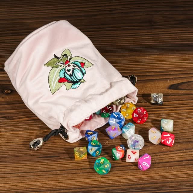 Pixie’s Pouch | Flannel Drawstring Dice Bag | Pink - Only-Games