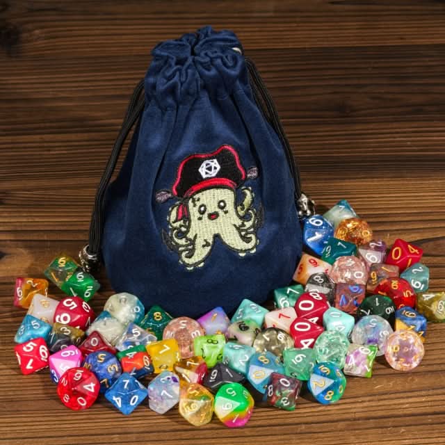 Plunderpus | Flannel Drawstring Dice Bag | Blue - Only-Games