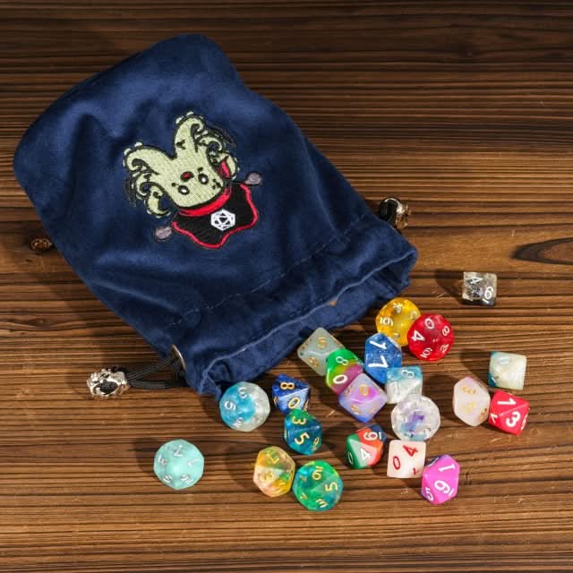 Plunderpus | Flannel Drawstring Dice Bag | Blue - Only-Games