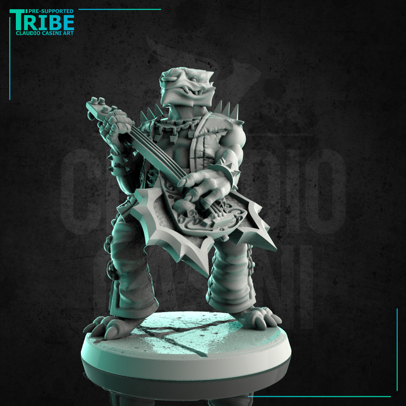 (0253) Male dragonid bard rocker with a demonic guitar - Only-Games