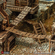 Ramshackle Gangplanks - Cities of Ramshackle and Ruin - Printable Scenery - Terrain, Wargaming, D&D, DnD - Only-Games