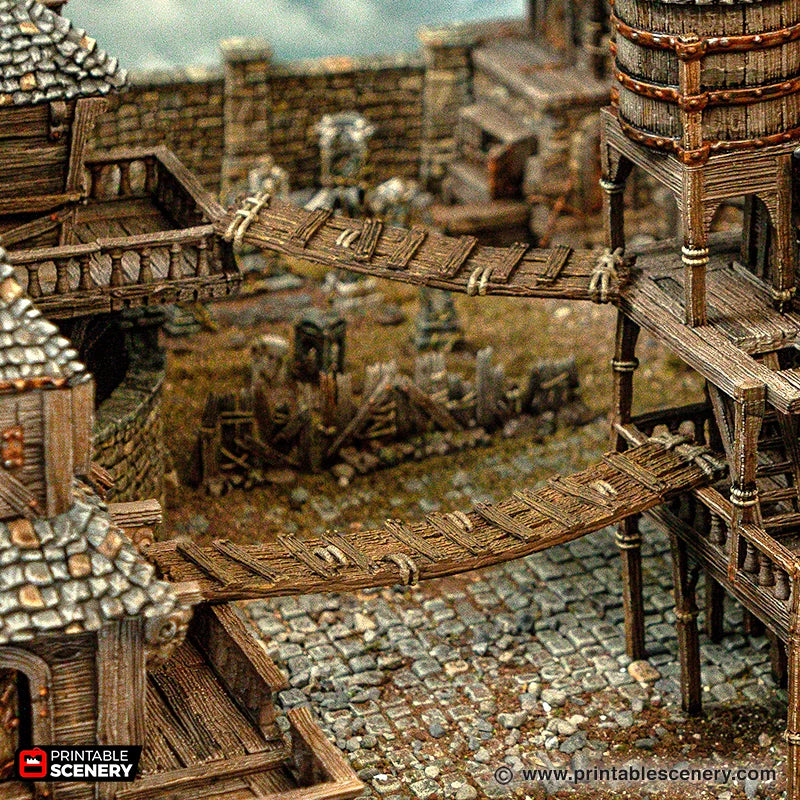 Ramshackle Gangplanks - Cities of Ramshackle and Ruin - Printable Scenery - Terrain, Wargaming, D&D, DnD - Only-Games