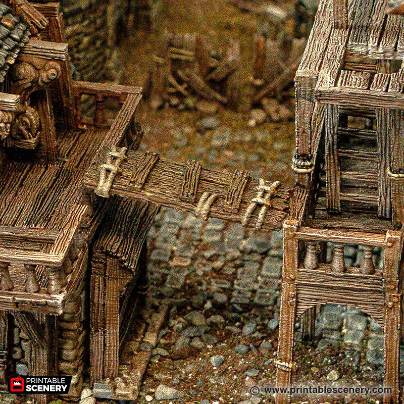 Ramshackle Gangplanks - Cities of Ramshackle and Ruin - Printable Scenery - Terrain, Wargaming, D&D, DnD - Only-Games