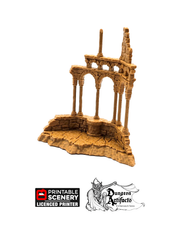 Roman Ruins Pillared Wall - Apocalypse - Printable Scenery 28mm 32mm Wargaming Terrain D&D DnD - Only-Games
