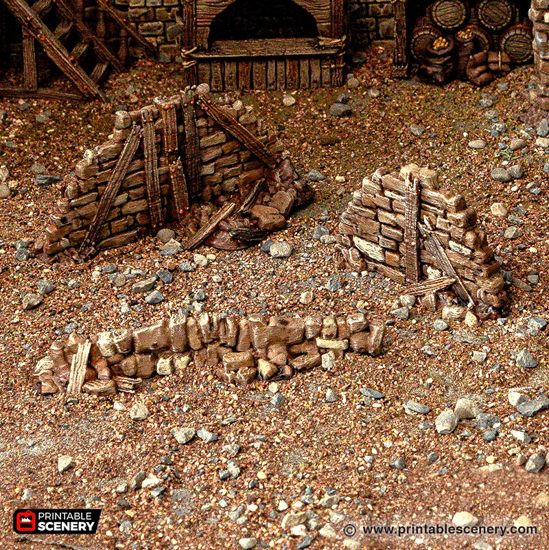 Rubble Piles and Scatter - Cities of Ramshackle and Ruin - Printable Scenery - Terrain, Wargaming, D&D, DnD - Only-Games