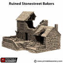 Ruined Stonestreet Bakers - King and Country - Printable Scenery Terrain Wargaming D&D DnD 10mm 15mm 20mm 25mm 28mm 32mm 40mm 54mm Painted options