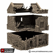 Ruined Norman Stone Keep - King and Country - Printable Scenery Terrain Wargaming D&D DnD 10mm 15mm 20mm 25mm 28mm 32mm 40mm 54mm Painted options - Only-Games