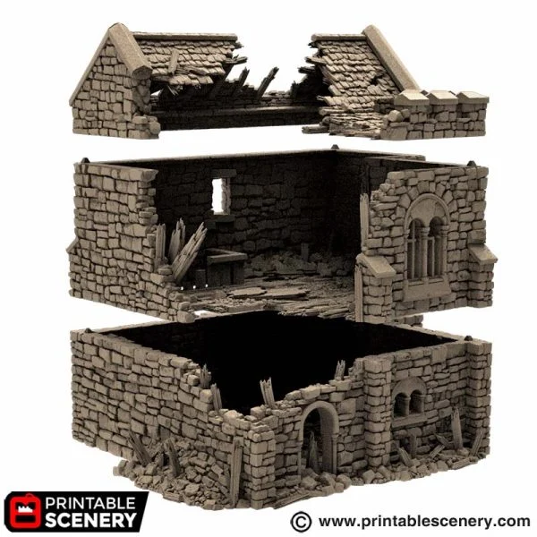Tabletop Terrain Ruined Keep - 28mm/32mm Scale Wargaming & RPG Scenery - View #9
