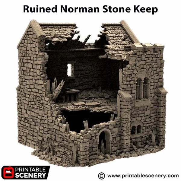 Tabletop Terrain Ruined Keep - 28mm/32mm Scale Wargaming & RPG Scenery - View #4