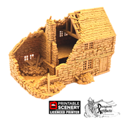 Ruined Hollyhock Cottage - King and Country - Printable Scenery Terrain Wargaming D&D DnD 10mm 15mm 20mm 25mm 28mm 32mm 40mm 54mm Painted options - Only-Games
