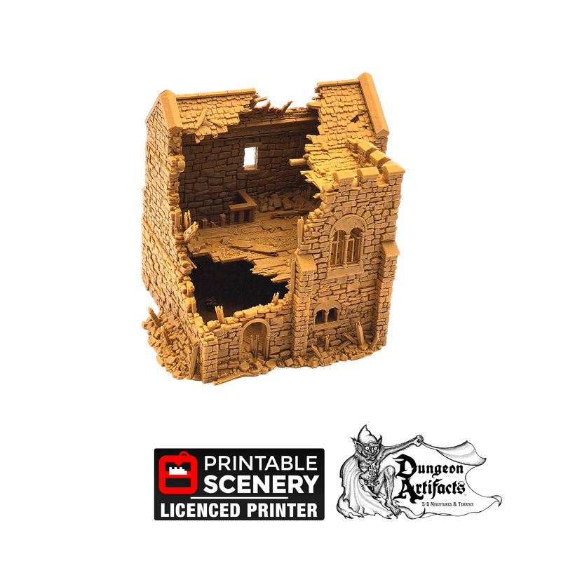 Ruined Norman Stone Keep - King and Country - Printable Scenery Terrain Wargaming D&D DnD 10mm 15mm 20mm 25mm 28mm 32mm 40mm 54mm Painted options - Only-Games