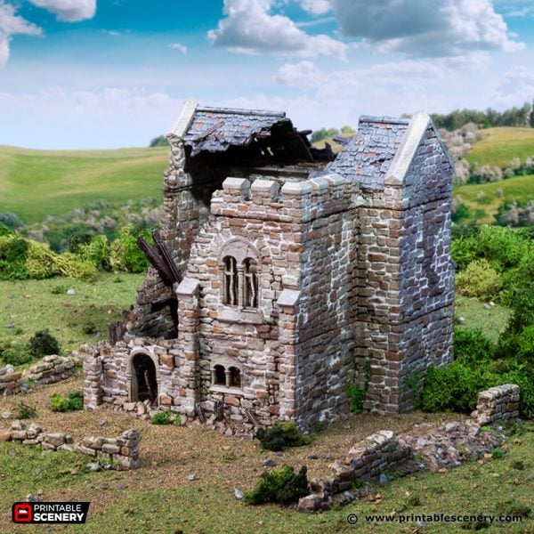 Ruined Norman Stone Keep - King and Country - Printable Scenery Terrain Wargaming D&D DnD 10mm 15mm 20mm 25mm 28mm 32mm 40mm 54mm Painted options - Only-Games