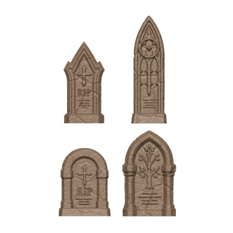 Halloween Graveyard Headstones 12 Pack Gothic Basing Bits for 32mm Tabletop Miniatures