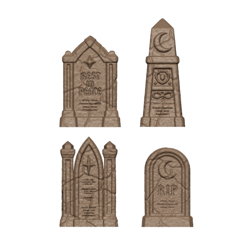 Halloween Graveyard Headstones 12 Pack Gothic Basing Bits for 32mm Tabletop Miniatures