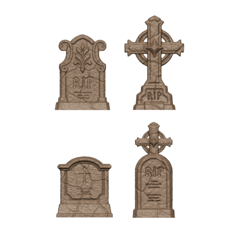 Halloween Graveyard Headstones 12 Pack Gothic Basing Bits for 32mm Tabletop Miniatures