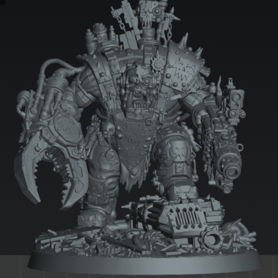 Skrappghul and Skrapp Grott Token–Sci-Fi Orc Warlord Miniature | Scrap-Tech Tabletop Commander | Original Wargaming Model 80mm base
