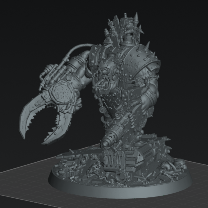 Skrappghul and Skrapp Grott Token–Sci-Fi Orc Warlord Miniature | Scrap-Tech Tabletop Commander | Original Wargaming Model 80mm base