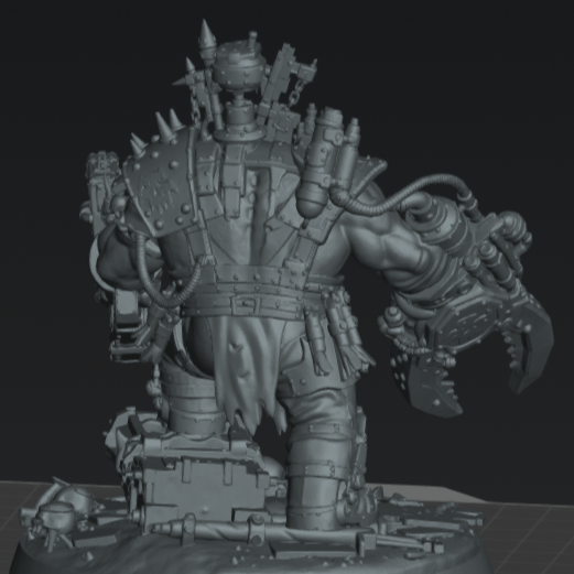 Skrappghul and Skrapp Grott Token–Sci-Fi Orc Warlord Miniature | Scrap-Tech Tabletop Commander | Original Wargaming Model 80mm base