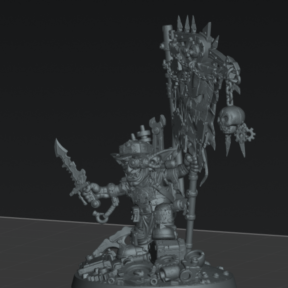 Skrappghul and Skrapp Grott Token–Sci-Fi Orc Warlord Miniature | Scrap-Tech Tabletop Commander | Original Wargaming Model 80mm base