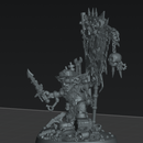 Skrappghul and Skrapp Grott Token–Sci-Fi Orc Warlord Miniature | Scrap-Tech Tabletop Commander | Original Wargaming Model 80mm base