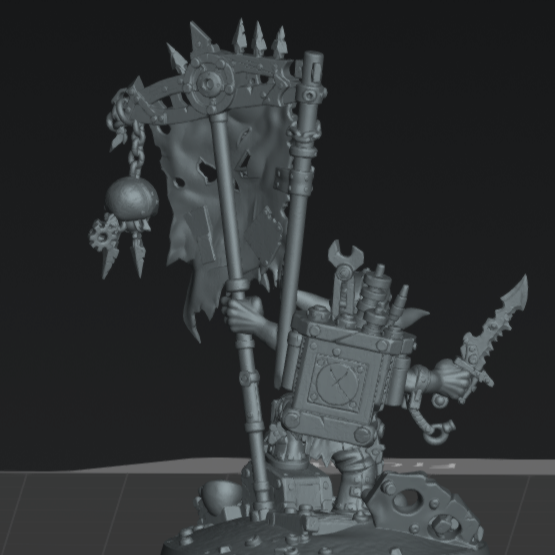 Skrappghul and Skrapp Grott Token–Sci-Fi Orc Warlord Miniature | Scrap-Tech Tabletop Commander | Original Wargaming Model 80mm base