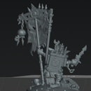 Skrappghul and Skrapp Grott Token–Sci-Fi Orc Warlord Miniature | Scrap-Tech Tabletop Commander | Original Wargaming Model 80mm base