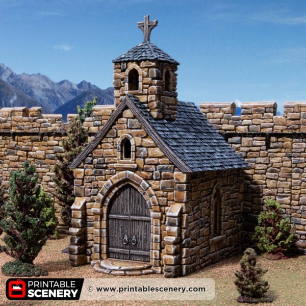 Small Chapel - Kingdoms of Throne and Ash - Printable Scenery - Terrain, Wargaming, D&D, DnD - Only-Games
