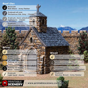 Small Chapel - Kingdoms of Throne and Ash - Printable Scenery - Terrain, Wargaming, D&D, DnD - Only-Games