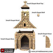 Small Chapel - Kingdoms of Throne and Ash - Printable Scenery - Terrain, Wargaming, D&D, DnD - Only-Games