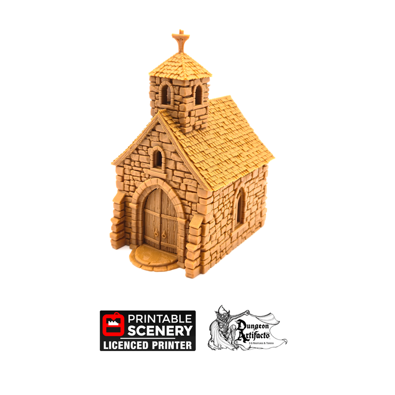 Small Chapel - Kingdoms of Throne and Ash - Printable Scenery - Terrain, Wargaming, D&D, DnD - Only-Games