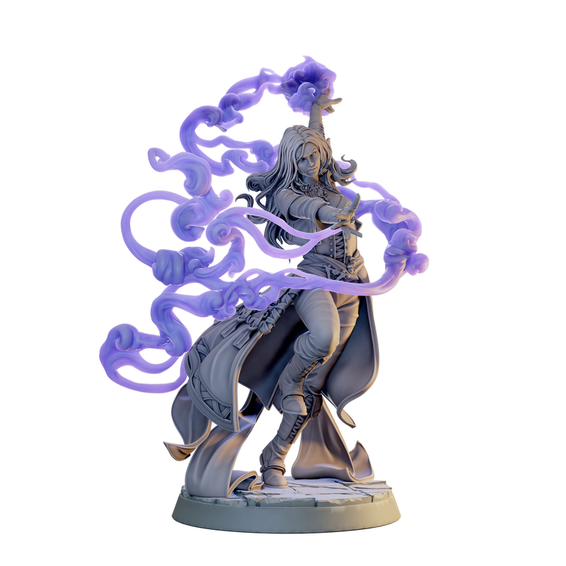 Female Wizard, Warlock, Sorcerer PC NPC, Paintedornot Original Design Unpainted Mini | 5 Sizes /Scales - Only-Games
