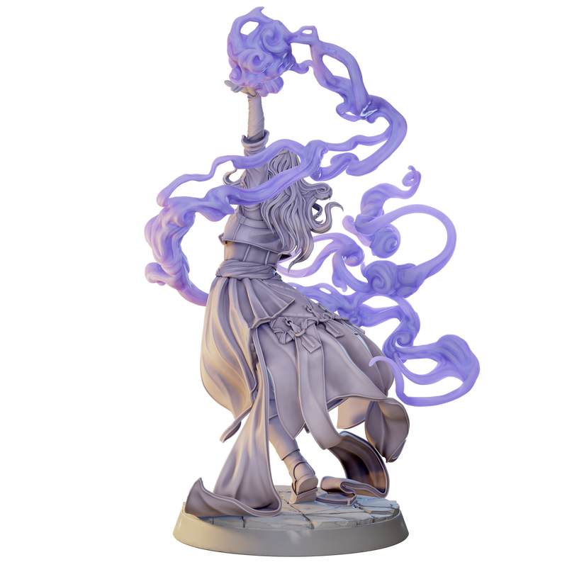 Female Wizard, Warlock, Sorcerer PC NPC, Paintedornot Original Design Unpainted Mini | 5 Sizes /Scales - Only-Games